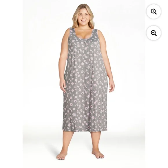 Joyspun Women’s Gray Floral Midi Chemise Size 3X NEW - Picture 7 of 10